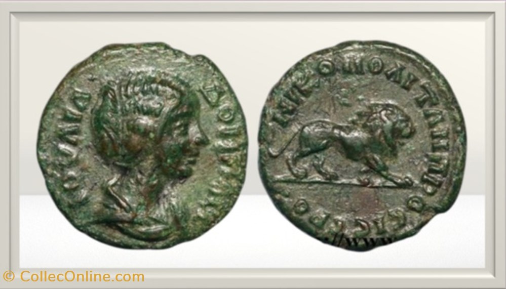 Julia Domna - Nicopolis sur Istrum - Lion - Assarion monnaies antiques romaines provinciales julia domna nicopolis sur istrum lion assarion