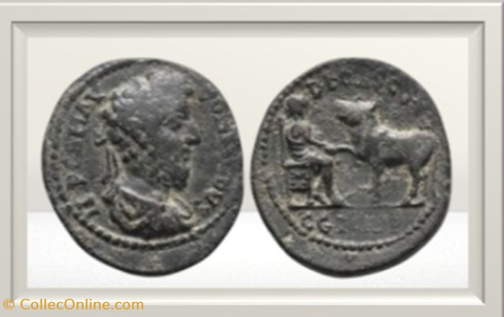 Commode - Mysie - Parium - Asklepios / Taureau monnaies antiques romaines provinciales commode mysie parium asklepios taureau