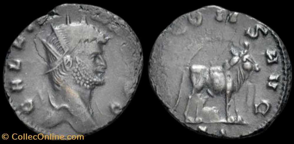 Gallien - Taureau monnaies antiques romaines imperiales et republicaines gallien taureau