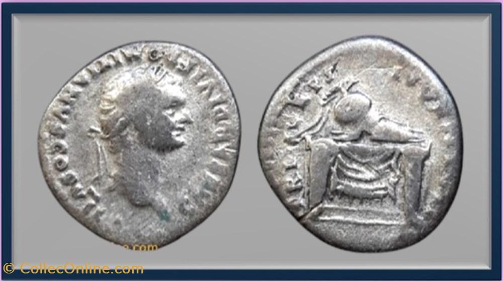 monnaies antiques romaines imperiales et republicaines domitien casque sur trone denier