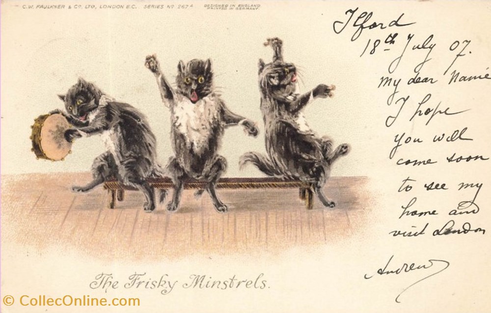 cartes postales musiciens tambourin the frisky minstrels serie 267
