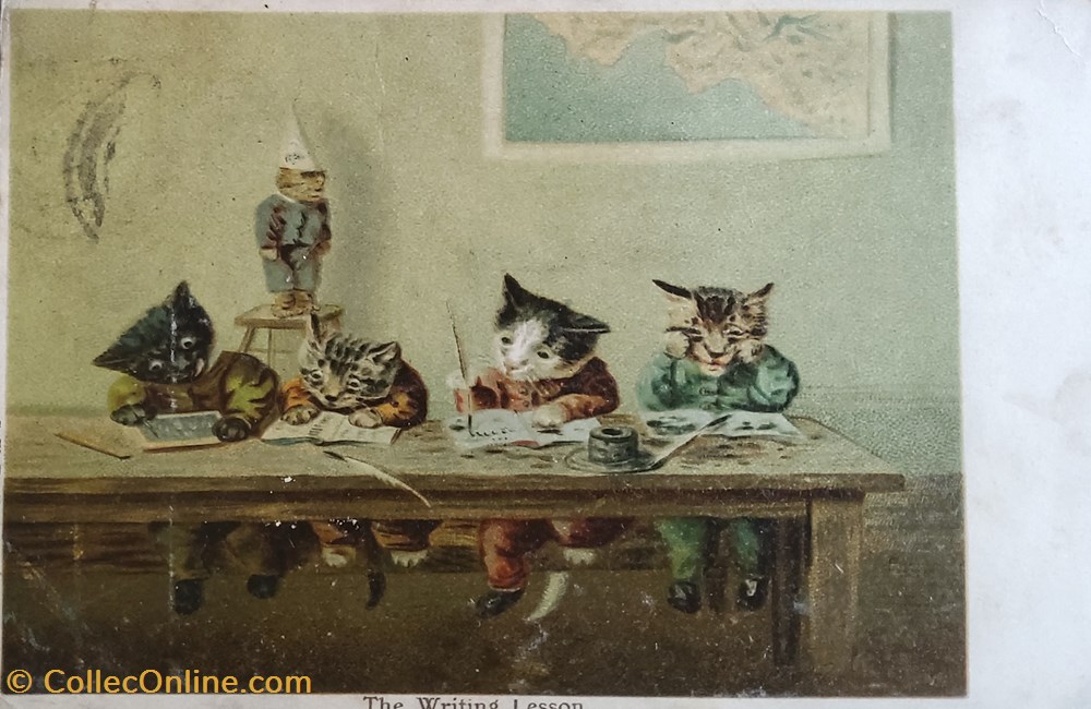 cartes postales british family ecole lecon ecriture