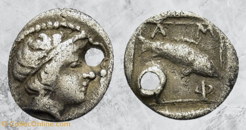 monnaies antiques grecques macedoine amphipolis poisson