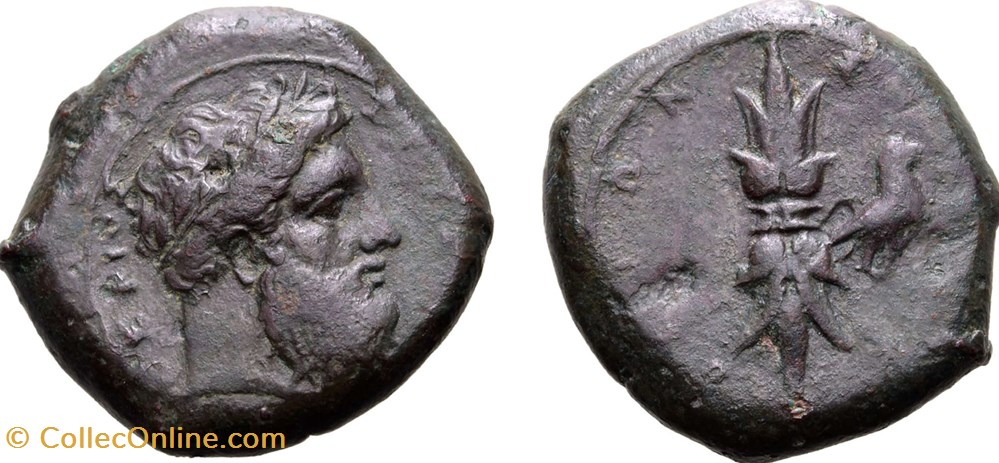 Sicile - Syracuse - Zeus / foudre et aigle monnaies antiques grecques sicile syracuse zeus foudre et aigle