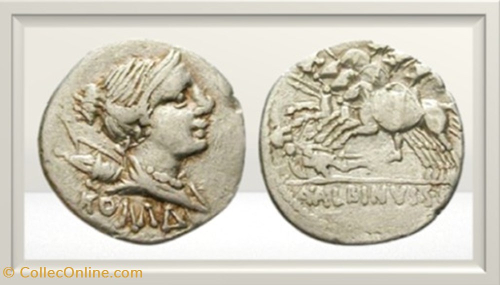 monnaies antiques romaines imperiales et republicaines republique romaine postumia albinus denier 96 avant jc a albinus