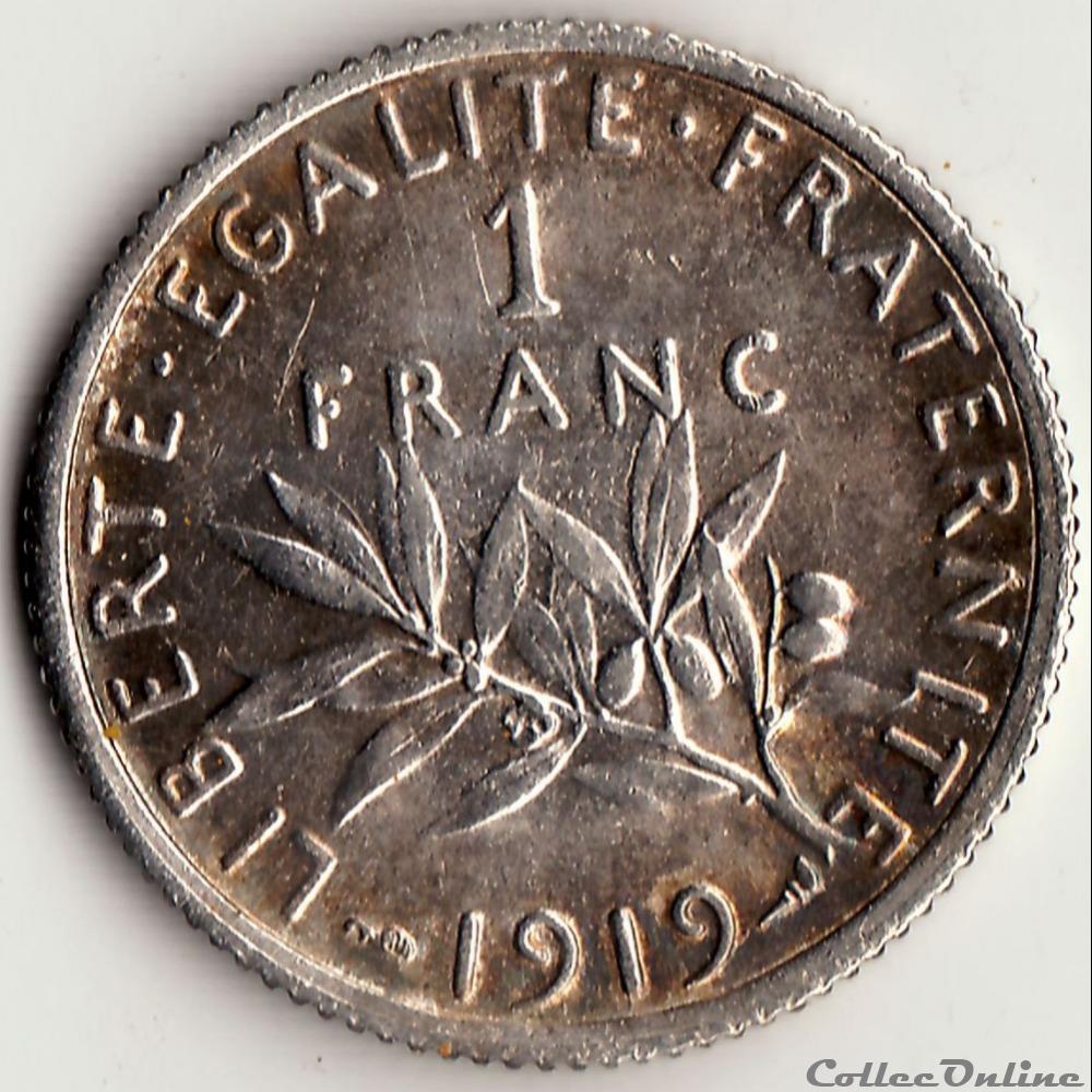 1 FRANC SEMEUSE 1919 monnaie france moderne 1 franc semeuse 1919