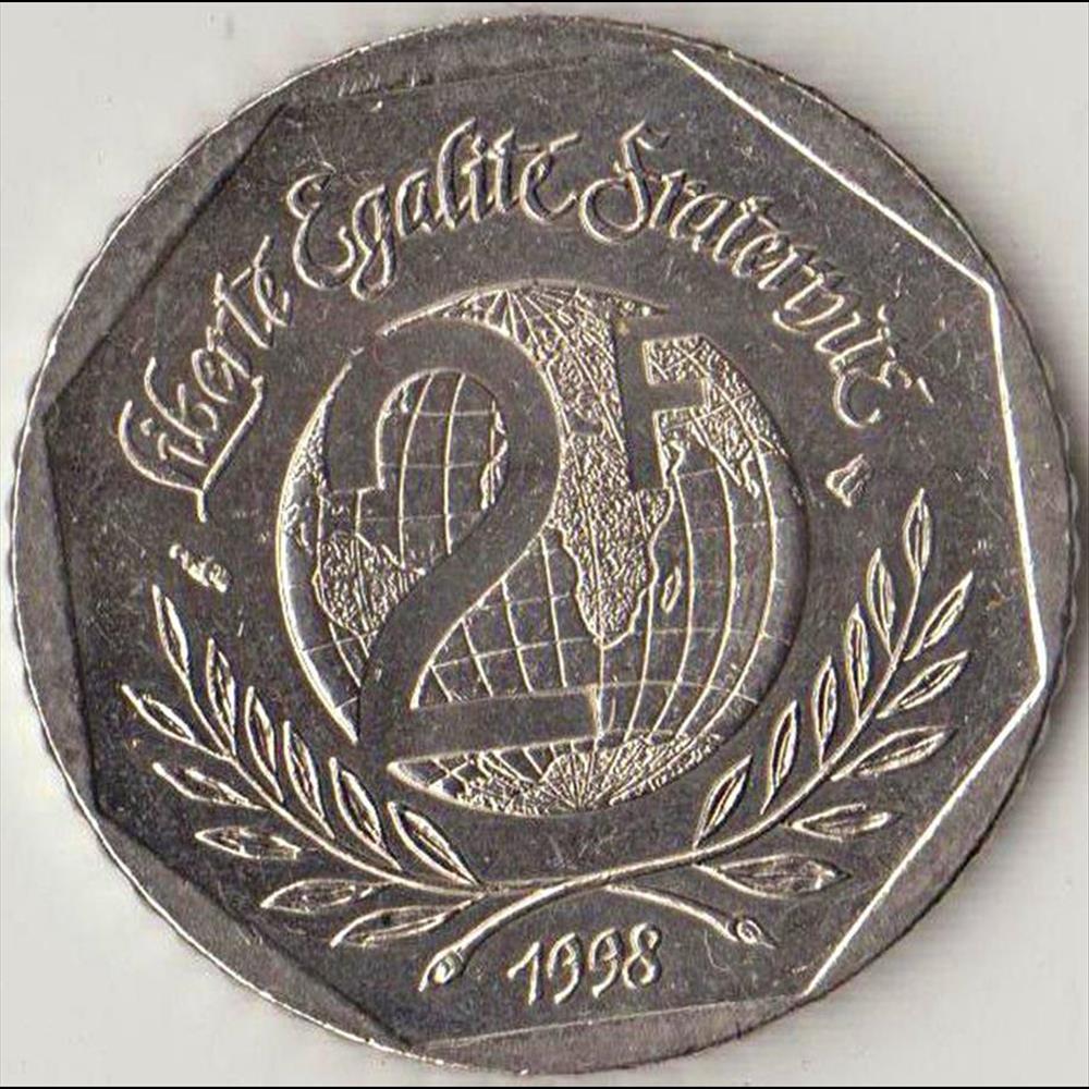 monnaie france moderne 2 francs droits de homme 1998