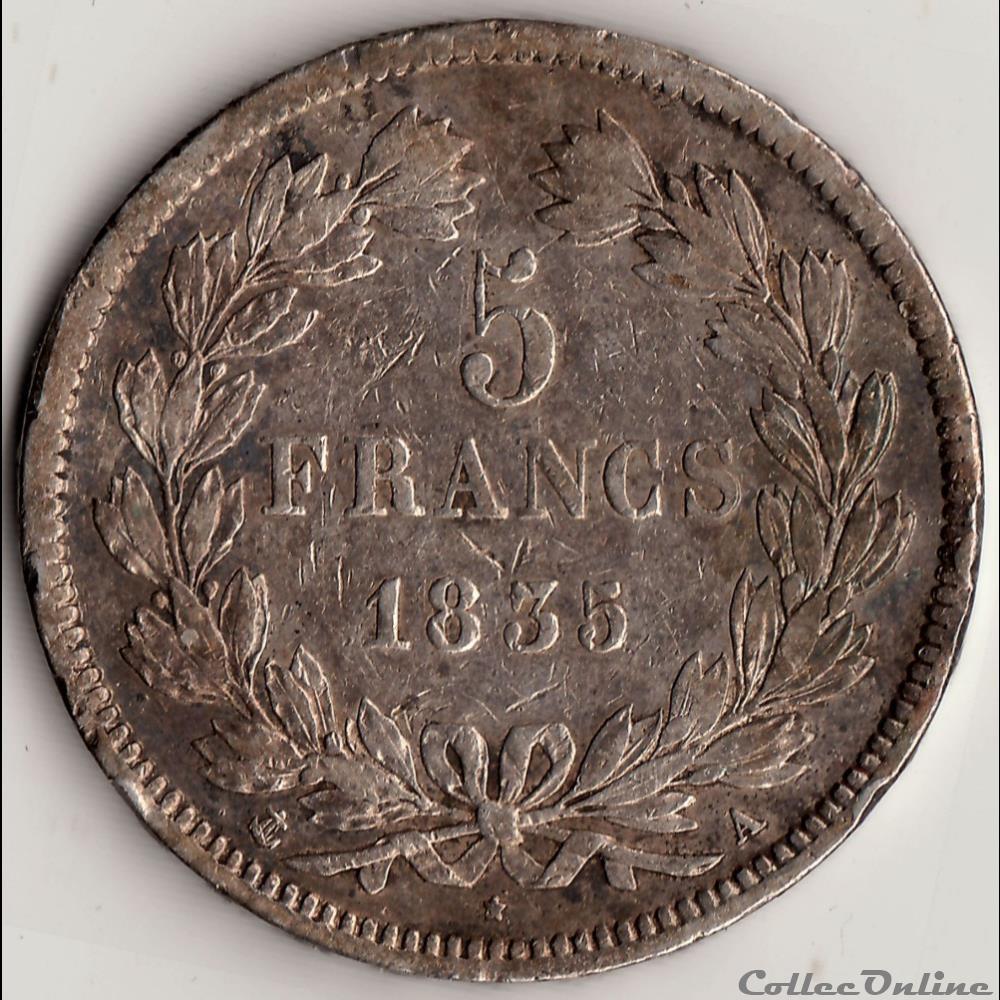 5 francs IIème type DOMARD 1835 A monnaie france moderne 5 francs iieme type domard 1835 a