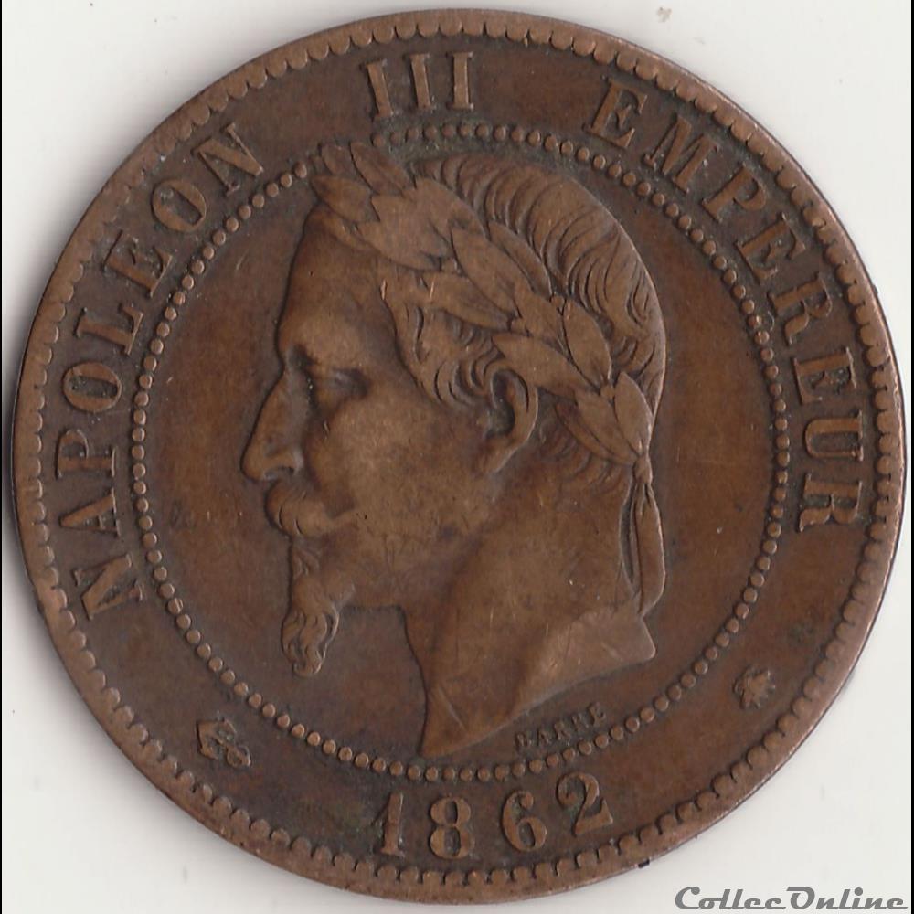 10 centimes Napoléon III tête laurée 1862 A monnaie france moderne 10 centimes napoleon iii tete lauree 1862 a