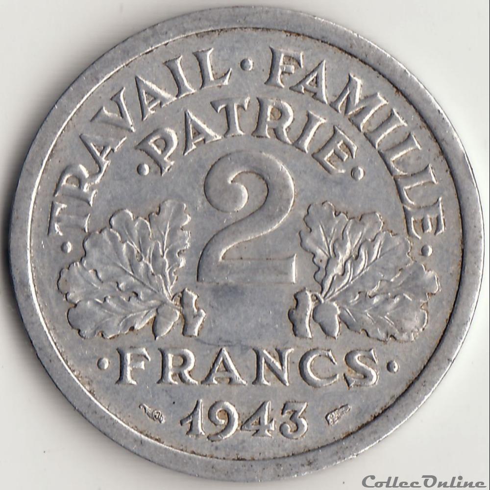 2 FRANCS FRANCISQUE 1944  Monnaies  Monde  France  Etat Français