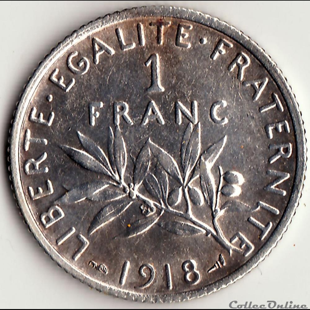 1 FRANC SEMEUSE 1918 monnaie france moderne 1 franc semeuse 1918