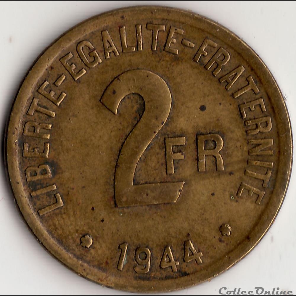 2 FRANCS "FRANCE LIBRE" 1944 monnaie moderne 2 francs france libre 1944