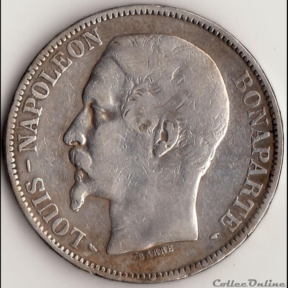 monnaie france moderne 5 francs louis napoleon bonaparte tete nue 1852 a