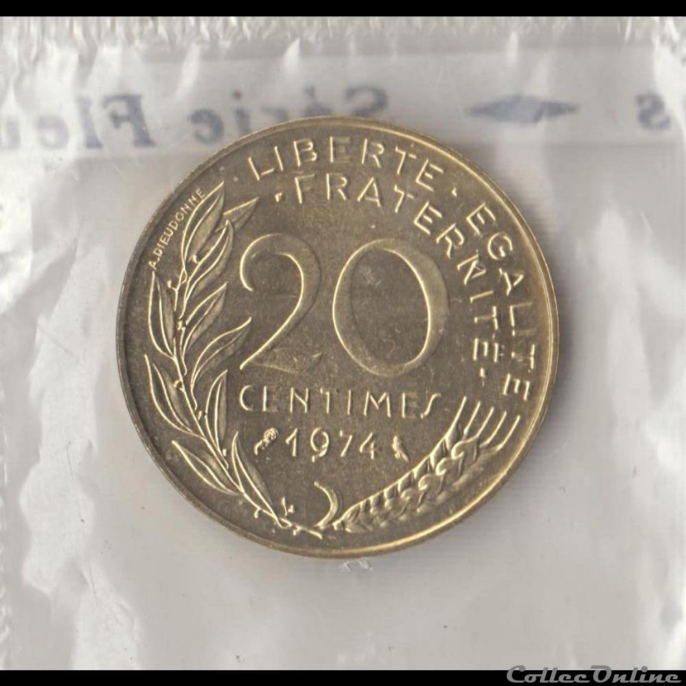 monnaie france moderne 20 centimes marianne 1974 serie fdc