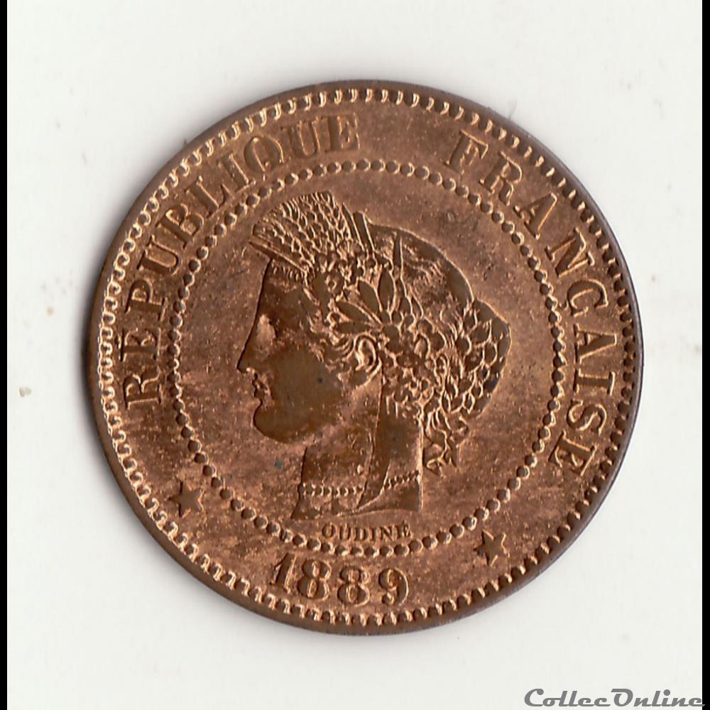 monnaie france moderne 2 centimes ceres 1889 a