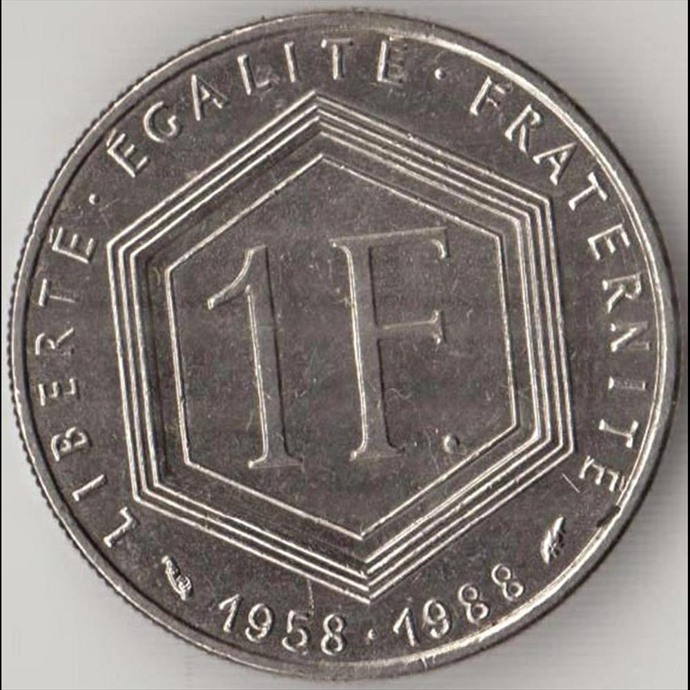 monnaie france moderne 1 franc de gaulle 1988