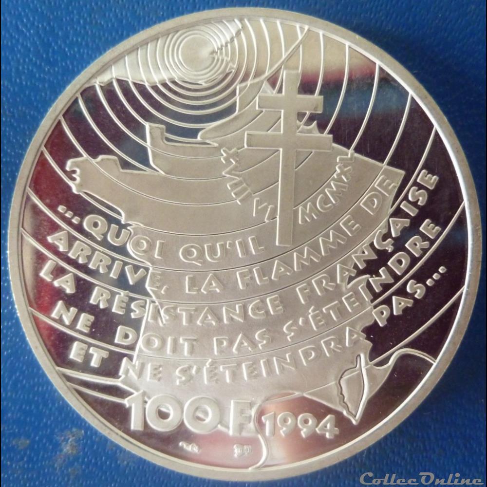 monnaie france moderne 100 francs appel du 18 juin 1940