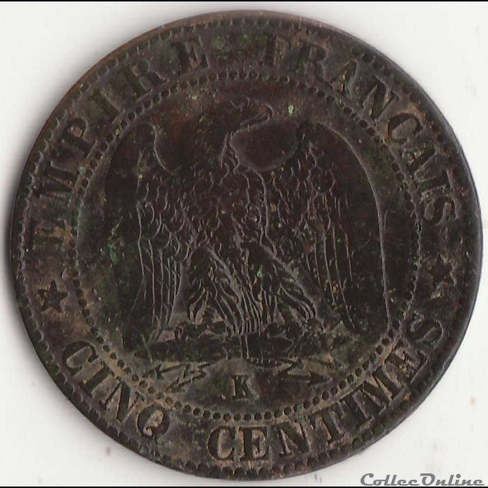 5 centimes Napoléon III tête laurée 1862 K monnaie france moderne 5 centimes napoleon iii tete lauree 1862 k