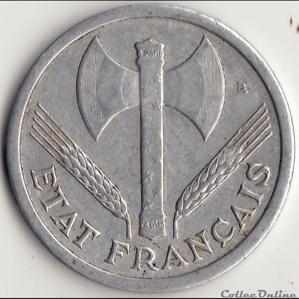 monnaie france moderne 2 francs francisque 1944