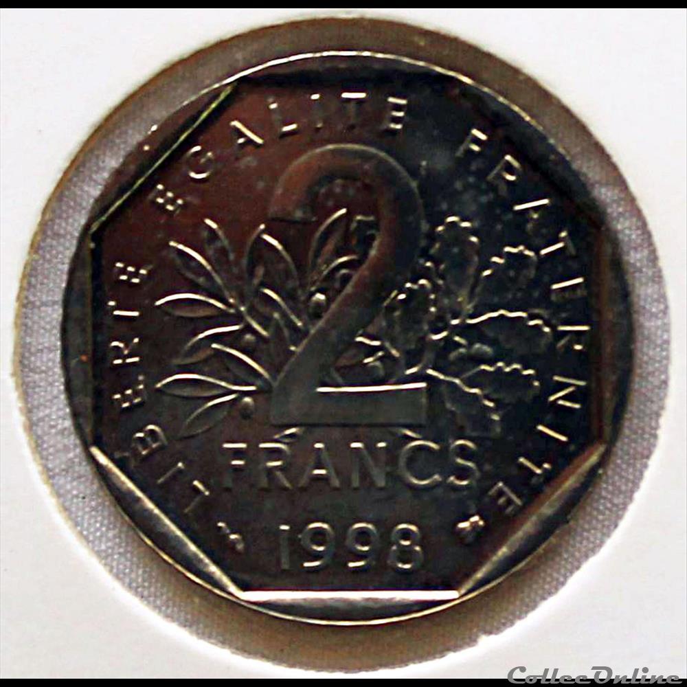monnaie france moderne 2 francs semeuse 1998 serie bu
