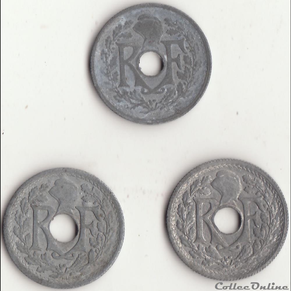 10 CMES LINDAUER, petit module, 1945("A", B et C monnaie france moderne 10 cmes lindauer petit module 1945 a b et c