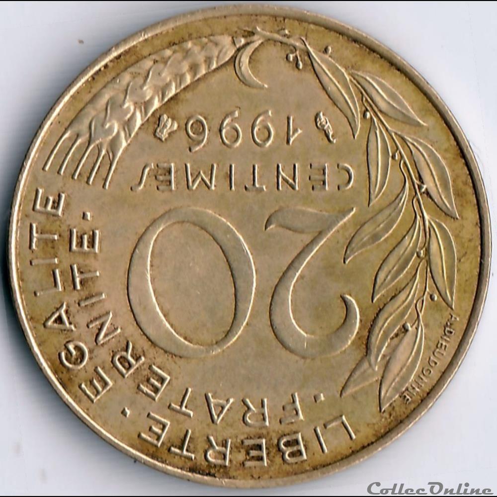 20 centimes Marianne 1996, frappe médaille (Fautée) 02 3 monnaie france moderne 20 centimes marianne 1996 frappe medaille fautee 02