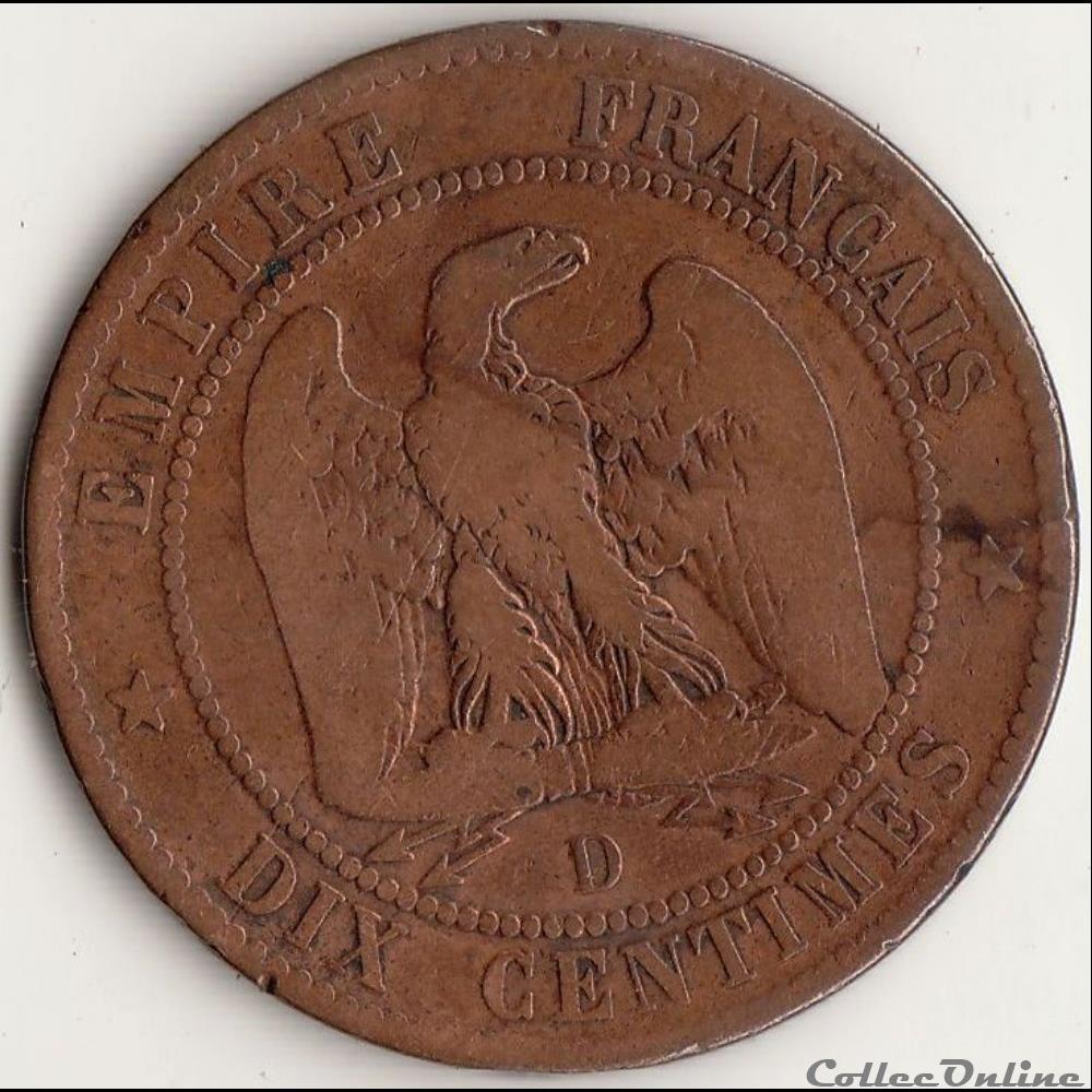 10 centimes Napoléon III tête nue 1855 D monnaie france moderne 10 centimes napoleon iii tete nue 1855 d