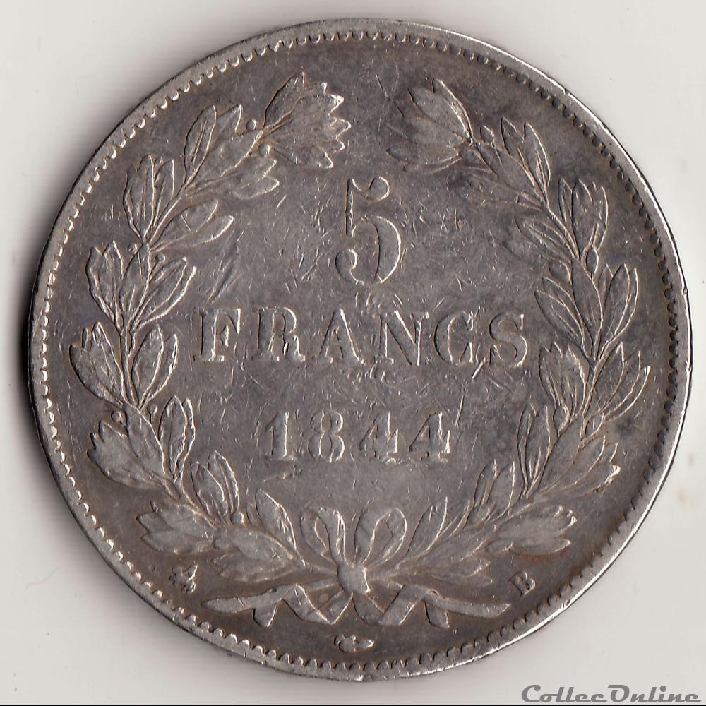 5 francs IIIème type DOMARD 1844 B monnaie france moderne 5 francs iiieme type domard 1844 b