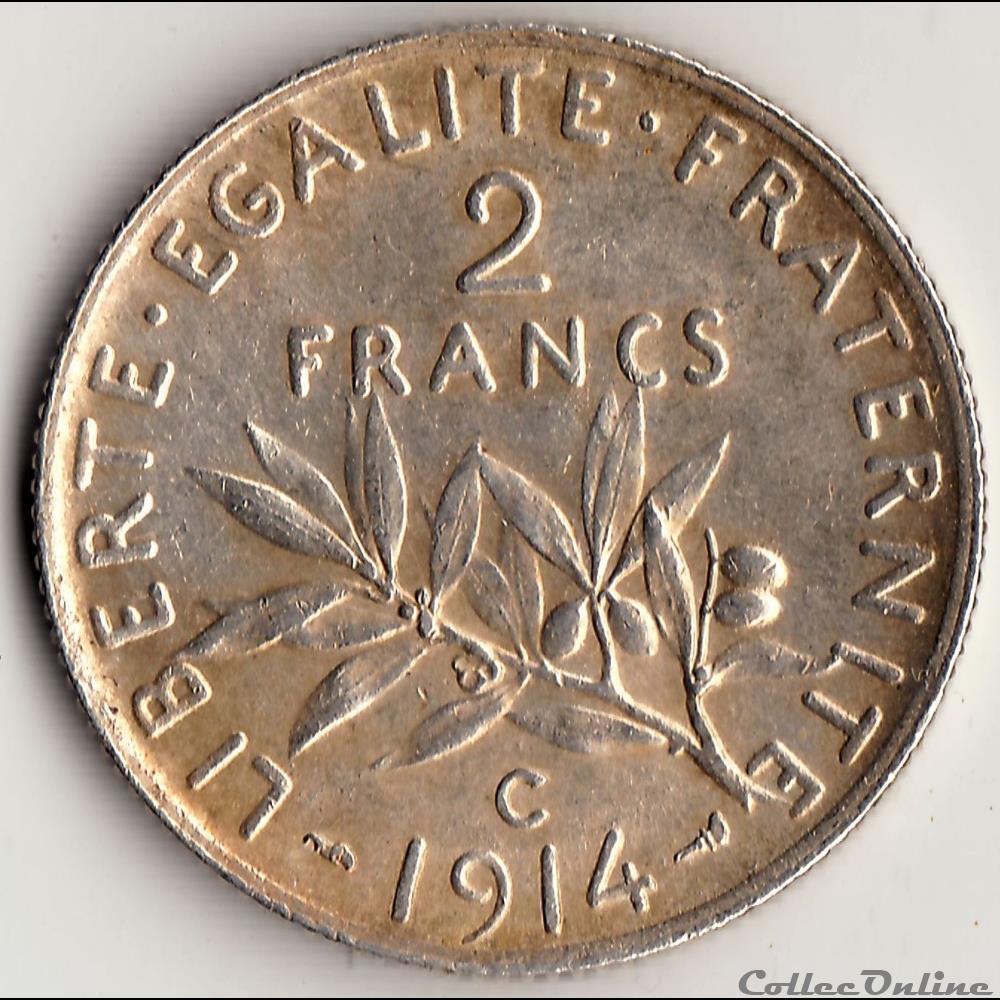 2 FRANCS SEMEUSE 1914 C monnaie france moderne 2 francs semeuse 1914 c