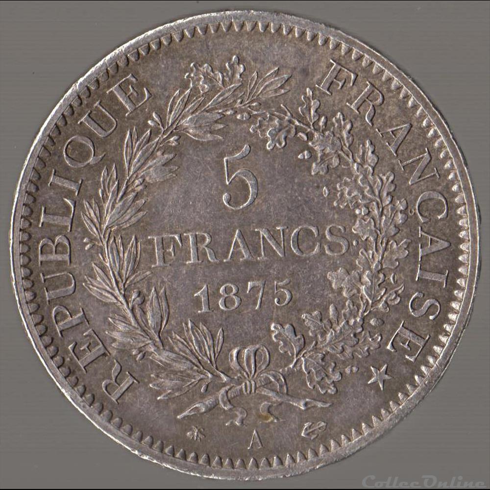 5 FRANCS HERCULE 1875 A monnaie france moderne 5 francs hercule 1875 a