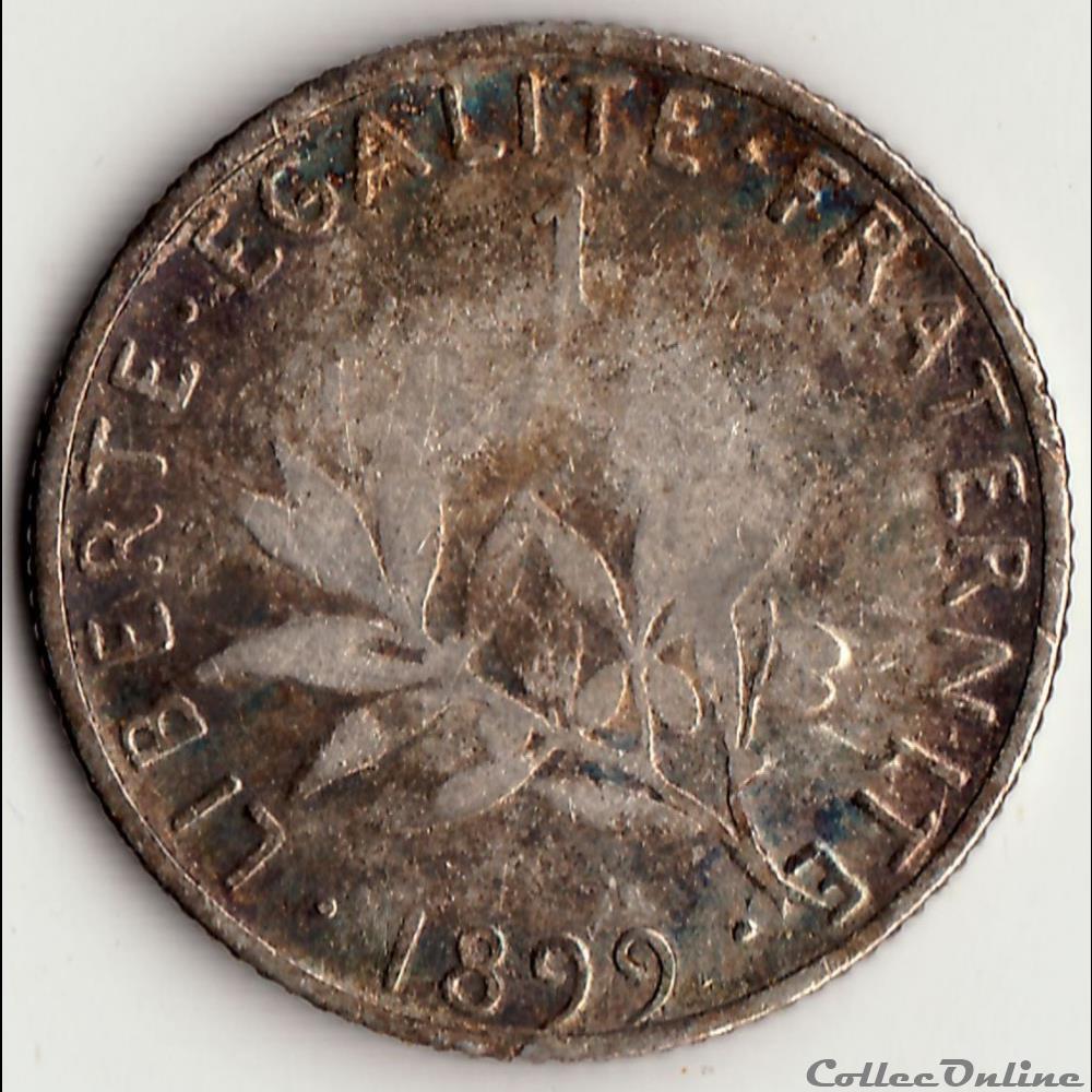 1 FRANC SEMEUSE 1899 monnaie france moderne 1 franc semeuse 1899