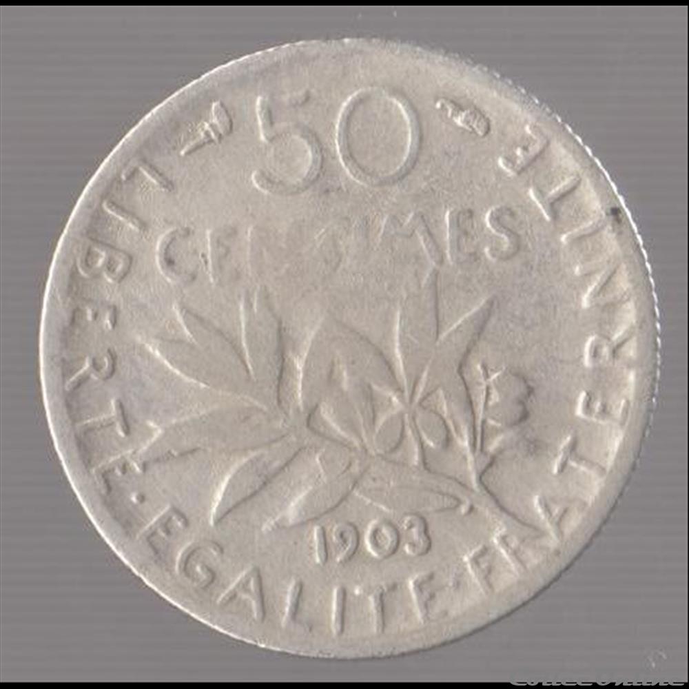 50 CENTIMES SEMEUSE 1903 (2) monnaie france moderne 50 centimes semeuse 1903 2