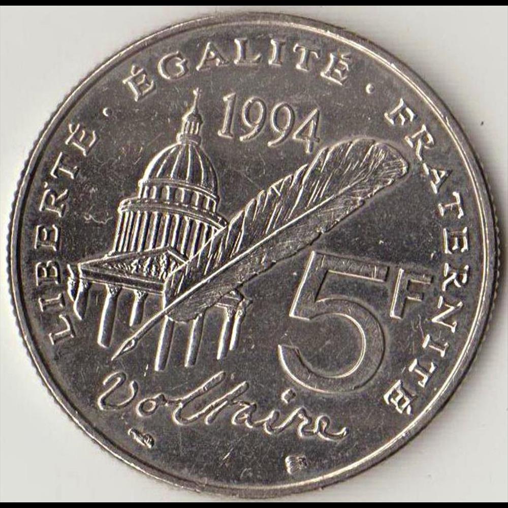 5 FRANCS VOLTAIRE 1994 monnaie france moderne 5 francs voltaire 1994