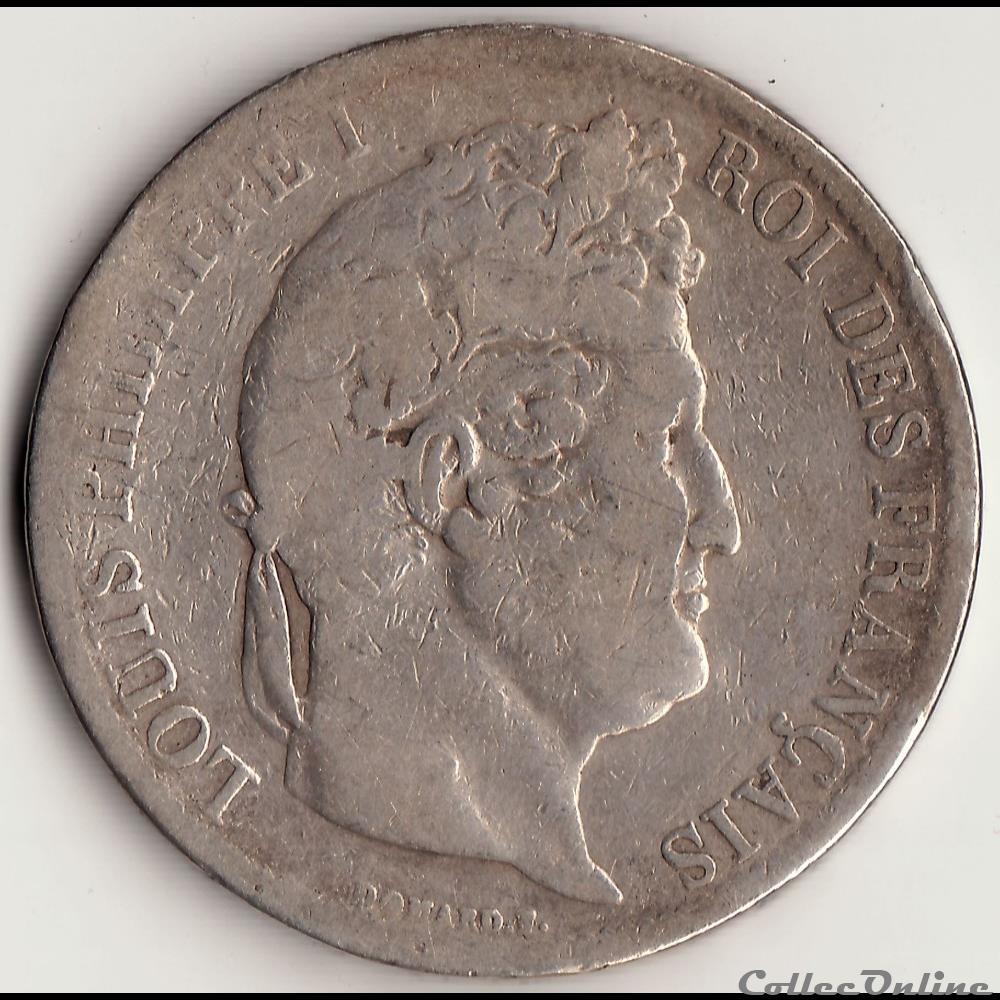 5 francs Ier TYPE DOMARD, TRANCHE EN CREUX 1831 D monnaie france moderne 5 francs ier type domard tranche en creux 1831 d