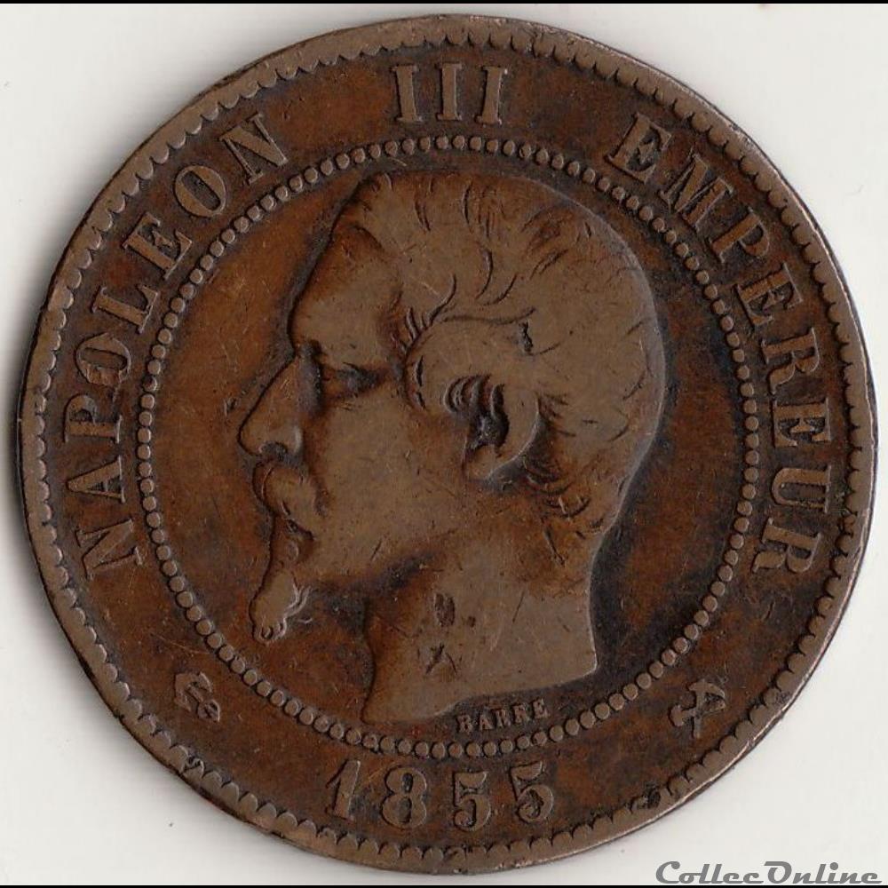 10 centimes Napoléon III tête nue 1855 B monnaie france moderne 10 centimes napoleon iii tete nue 1855 b