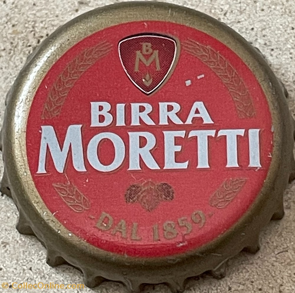 Birra Moretti - Bottle Caps - Beer - Italy - Color Pink - Color Brown