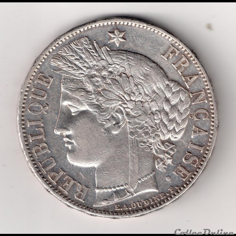 monnaie france moderne 5 francs 1870 ceres avec legende