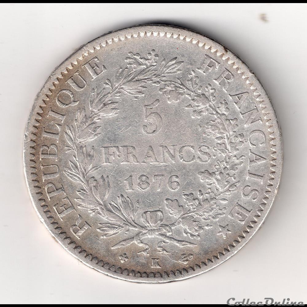 monnaie france moderne 5 francs 1876 k
