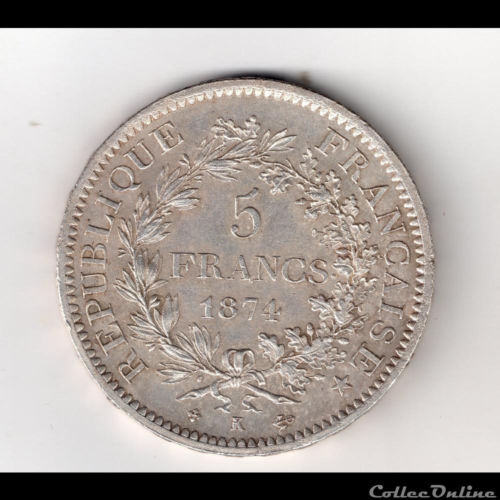 monnaie france moderne 5 francs 1874 k