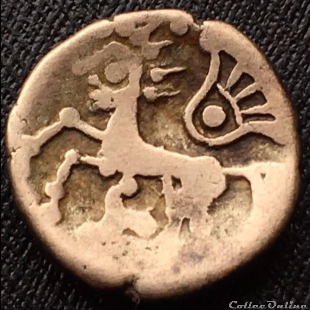 monnaie antique gauloise serie 1106 dt 3478 a quart de statere a la lyre et au triskele