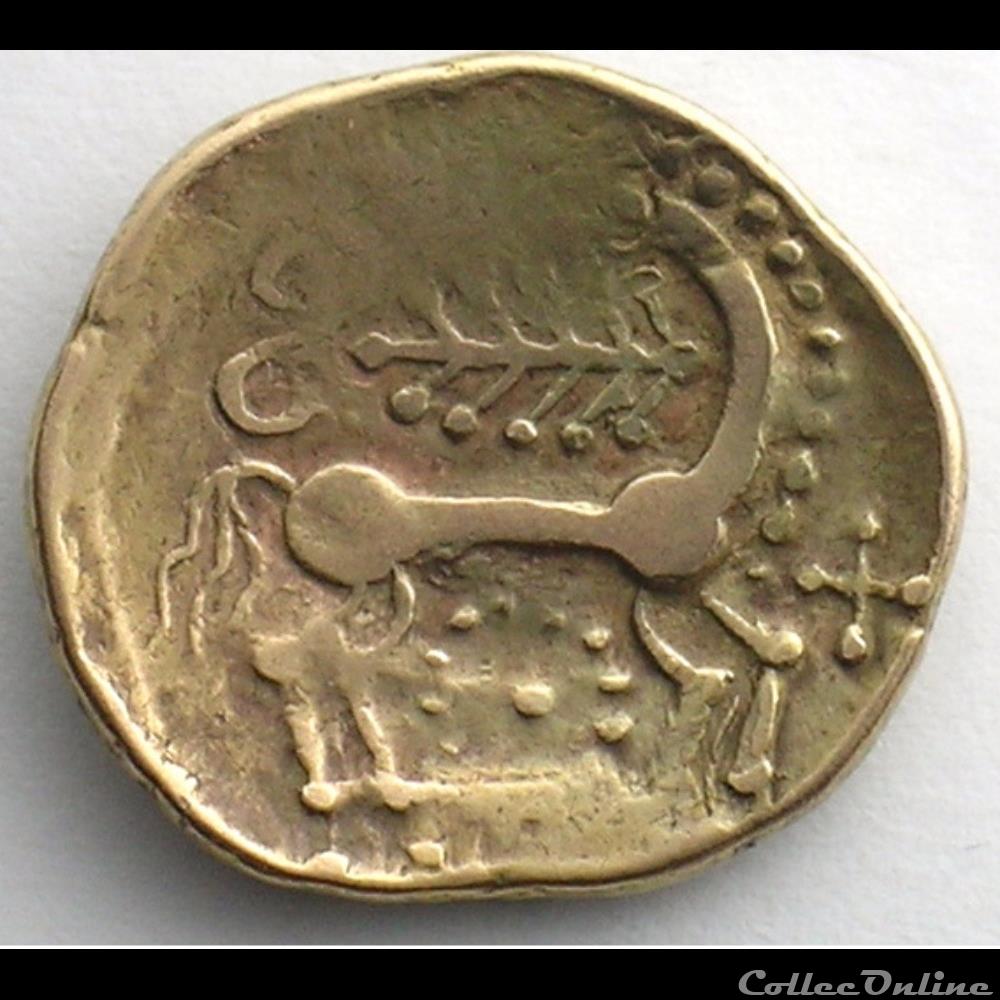 Série 21 DT 137 statère d’or au cheval retourné, monnaie antique gauloise serie 21 dt 137 statere d or au cheval retourne