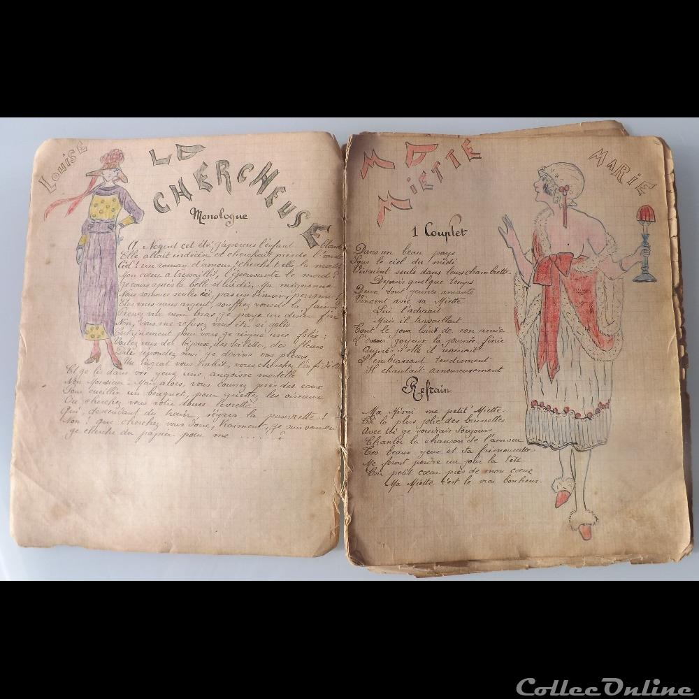 cahier de chanson illustré de poilu guerre de 14 / 18 Besançon ( fort Benoit ) militarium autre gauloise cahier de chanson illustre de poilu guerre de 14 18 besancon fort benoit