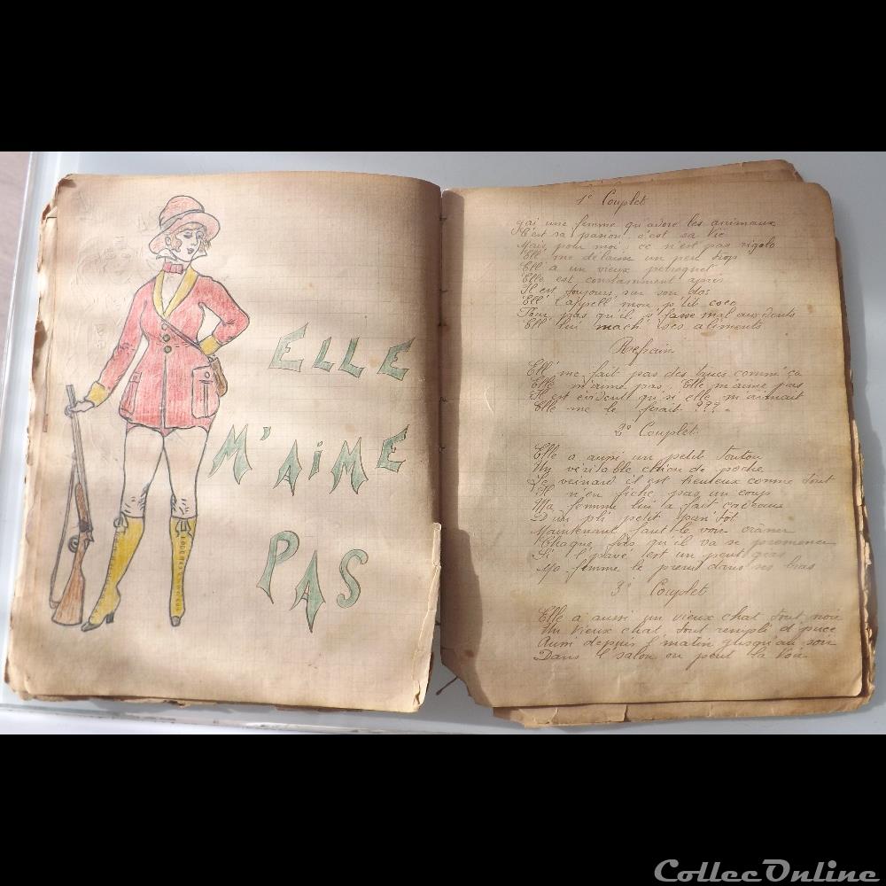 militarium autre gauloise cahier de chanson illustre de poilu guerre de 14 18 besancon fort benoit