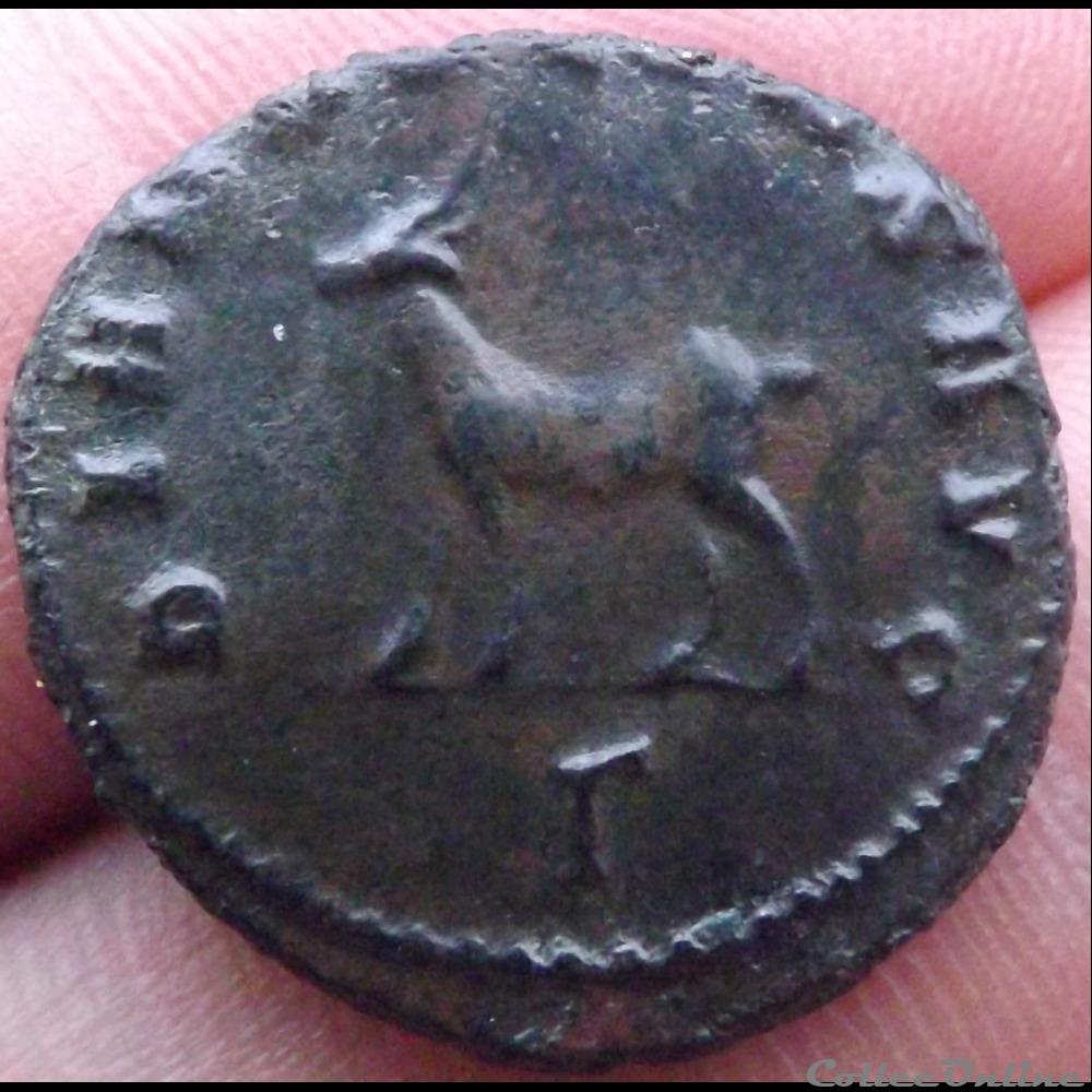 Gallien biche à gauche monnaie antique romaine gallien biche a gauche