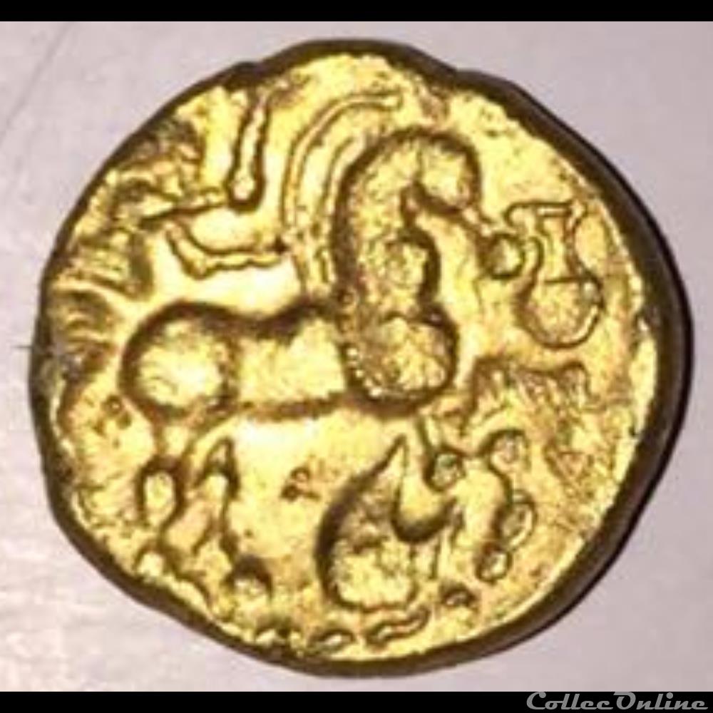DT S 2419 A quart de statère à l'oreille centrée ( type croissant / lyre ) monnaie antique gauloise dt s 2419 a quart de statere a oreille centree type croissant lyre