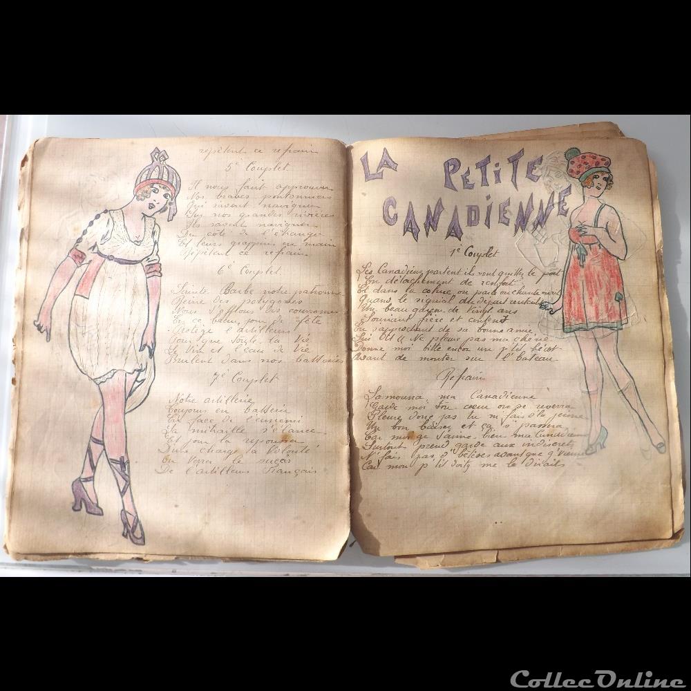 cahier de chanson illustré de poilu guerre de 14 / 18 Besançon ( fort Benoit ) militarium autre gauloise cahier de chanson illustre de poilu guerre de 14 18 besancon fort benoit