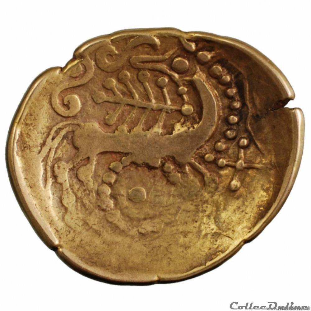 Série 21 DT 137 statère d’or au cheval retourné, monnaie antique gauloise serie 21 dt 137 statere d or au cheval retourne