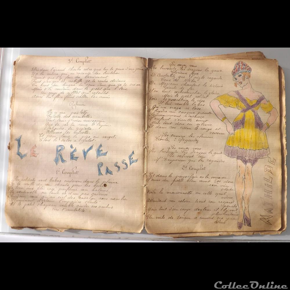 cahier de chanson illustré de poilu guerre de 14 / 18 Besançon ( fort Benoit ) militarium autre gauloise cahier de chanson illustre de poilu guerre de 14 18 besancon fort benoit