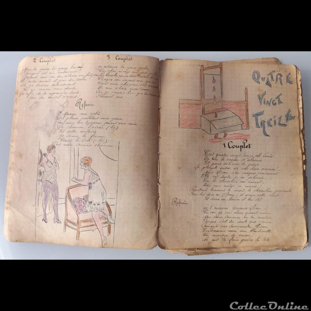 cahier de chanson illustré de poilu guerre de 14 / 18 Besançon ( fort Benoit ) militarium autre gauloise cahier de chanson illustre de poilu guerre de 14 18 besancon fort benoit