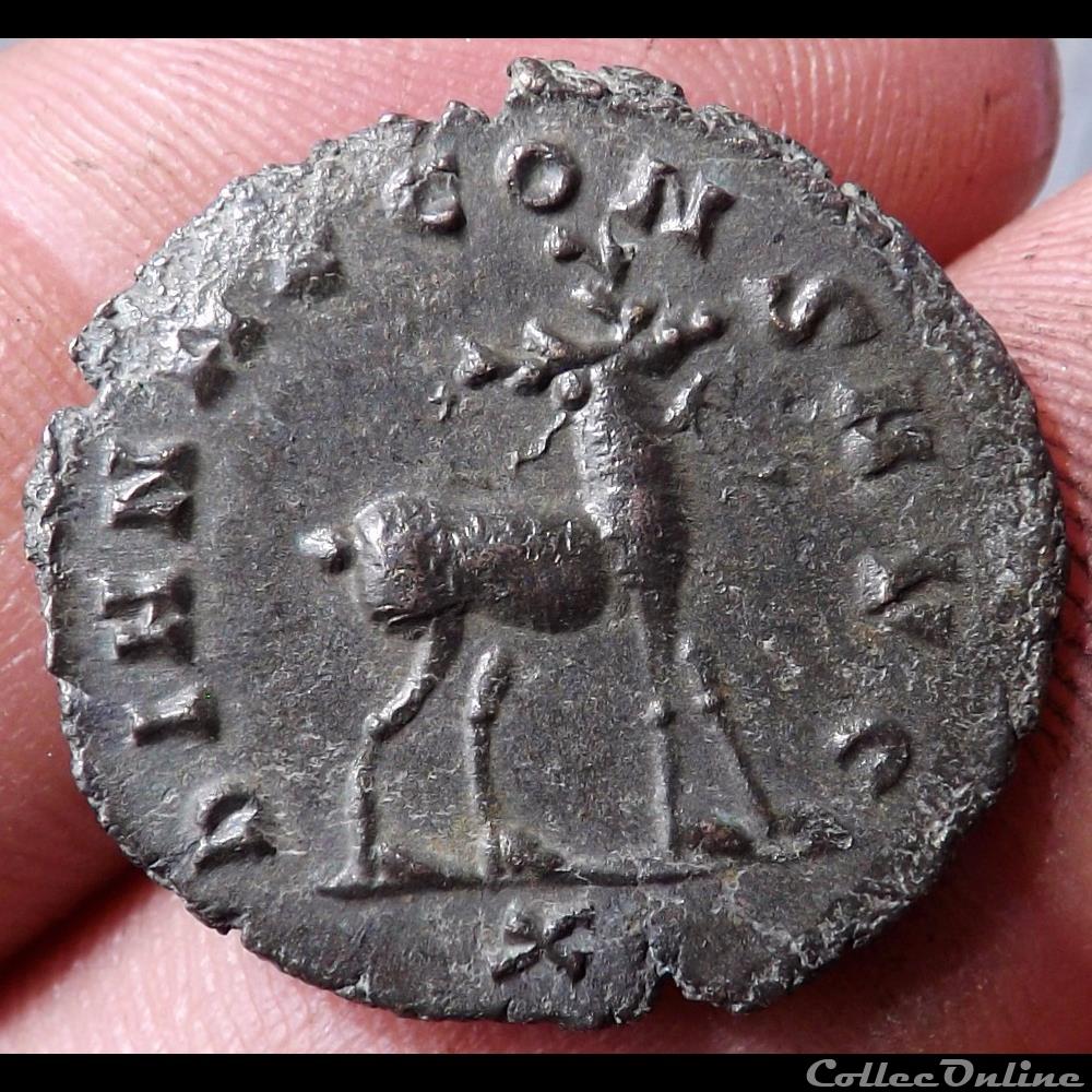 Gallien au cerf à droite monnaie antique romaine gallien au cerf a droite